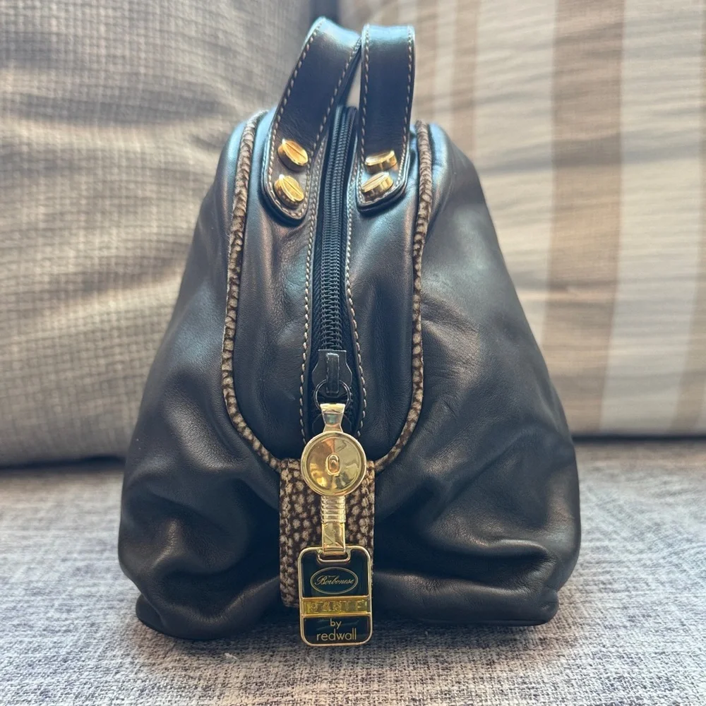 Borbonese Rare Black Leather Dome Handbag
